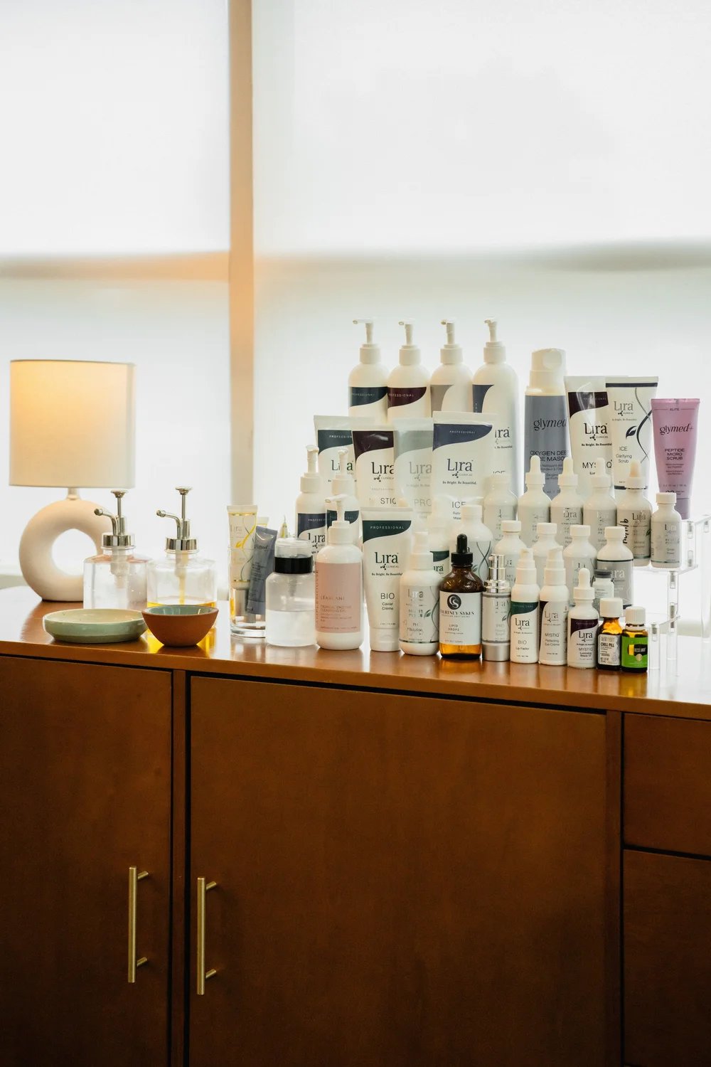 Professional facial products ready for a customized facial at TEMPLE
